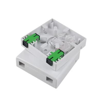 China Indoor Wall Mounted Mini 2 Port FTTH Fiber Optic Faceplate (Wall Socket) Terminal Box for sale