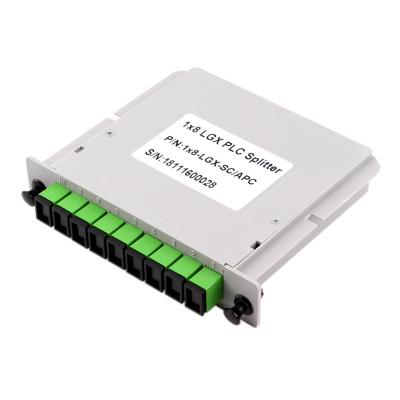 Китай Тип коробка кассеты Splitter LGX PLC оптического волокна 1x8 FTTH с соединителем SC APC продается