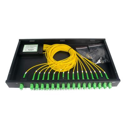 China 1X16 Fiber PLC Splitter Fiber optic Patch Panel SC/APC 1U 19 Rack Mount for sale