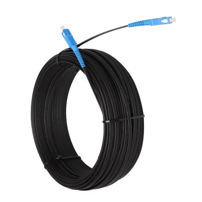 China outdoor 2.0mm 100meter SM Simplex 9/125 FTTH fiber cable assemblies SC/PC SC/APC connector drop cable patch cord for sale