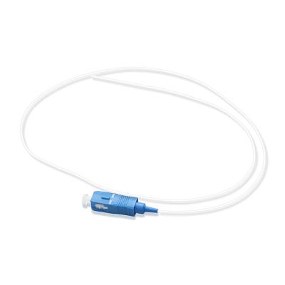 China 0.9mm diameter 9/125 G657A1 SC/UPC simplex polished White Cable Fiber Optic Pigtail for sale