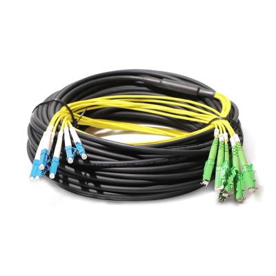 China cable fibroóptico al aire libre Pre-terminado de la fibra del LC E2000/APC 6 del cable con la tracción del calcetín en venta
