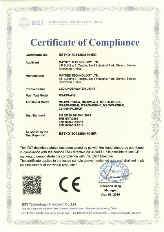 CE - Shenzhen Maysee Technology Ltd