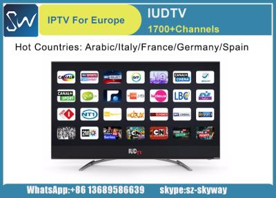 China 12 Months IUDTV 1700 Europe Arabic HD IPTV Subscription kodi list mag 250 V88 android tv converter box for sale