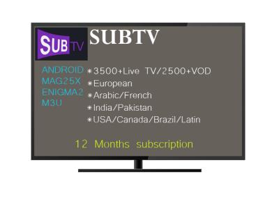 China Live TV Arab HD IPTV Brazil SUBTV 3500 TV Channels Latin IPTV 1 Year for sale