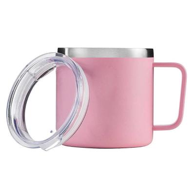 China Double Wall 12oz Stainless Steel Insulated Coffee Mug With Handle / Sliding Lid for sale