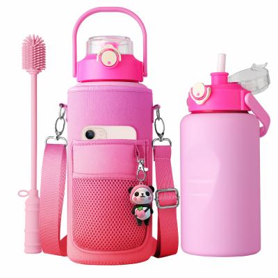 China 2 Gallon 64oz Insulated Stainless Steel Water Bottles Jug With Straw for sale