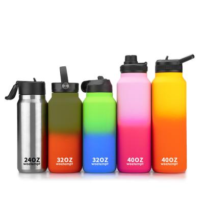China 18oz/32oz/40oz Sport Water Bottle Double Wall Stainless Steel Insulated Drink Bottle Flip Lid With Handle for sale