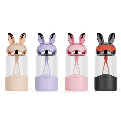 China Cute Bunny Design Silicone Sleeve Glass Drink Bottles Bulk 16 Oz for sale