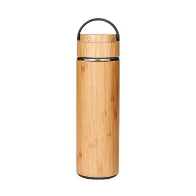 China Eco Friendly 40 Oz Insulated Stainless Steel Water Bottles Bamboo Outside With Tea Infuser for sale