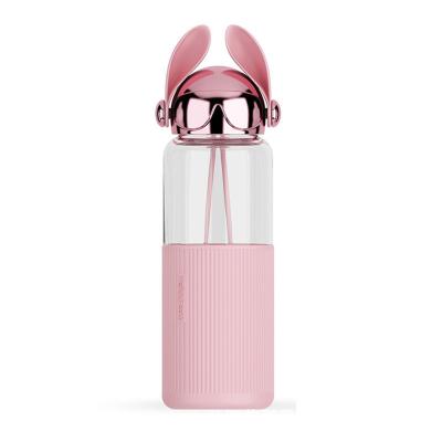 China Pink Black Eco Friendly Transparent Drinking Glass Beverage Bottles Tumbler For Travel for sale