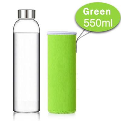 China 550ml Juice Glass Drinking Bottles With Protection Sleeve for sale