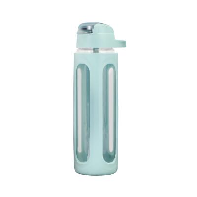 China Custom Glass Water Bottle 1 Litre Reusable Drink Bottle With Neoprene Sleeve for sale