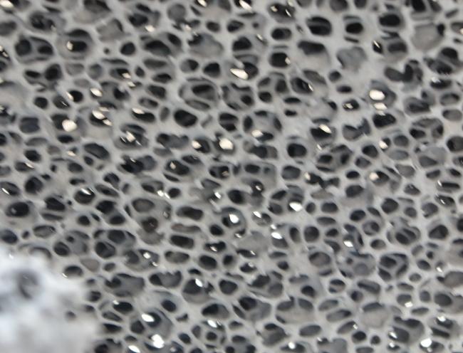 Close-up view of filtration box components and construction