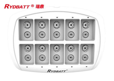 China RYDBATT 10 Slot 6F22 Li Ion Battery Charger / Li Ion LED Smart 9v Lithium Ion Battery Charger for sale