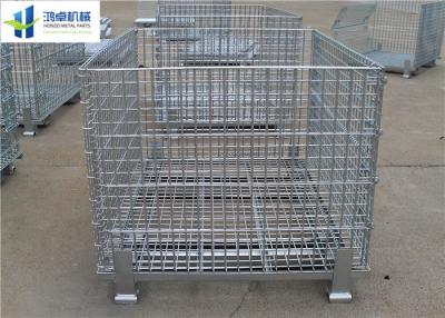 China Euro Warehouse Wire Mesh Container Wire Folding Bulk Containers With Wooden Pallet for sale
