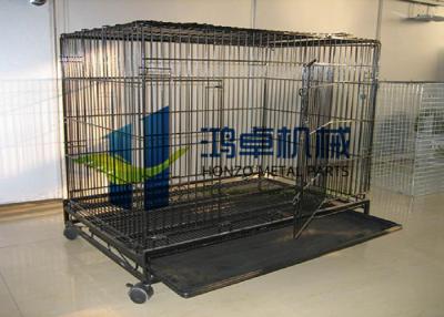 China Stainless Steel Foldable Pet Cage Collapsible Metal Pet Crate With Removable Tray for sale