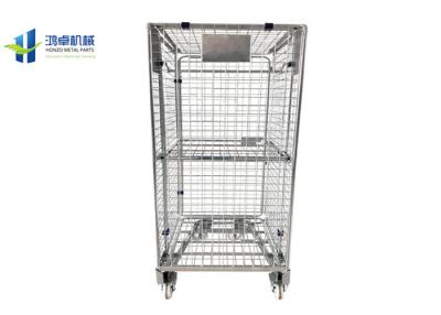 China Cargo Storage Wire Cage Trolley Zinc Plated Finished Mobile Cage Trolley for sale