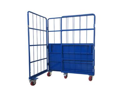 China Stackable Roll Cage Trolley Metal Customized Wire Mesh Trolley Multipurpose for sale