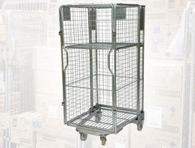 China Nesting Metal Cage Trolley Colorful Powder Coating Rolling Cage Cart for sale