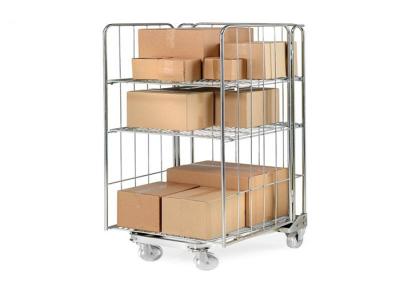 China Nestable Folded Metal Cage Trolley Welded Wire Mesh Logistics Trolley for sale