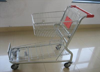 China Heavy Duty Plastic Shopping Trolley Stackable Space Saving With Hand Push for sale
