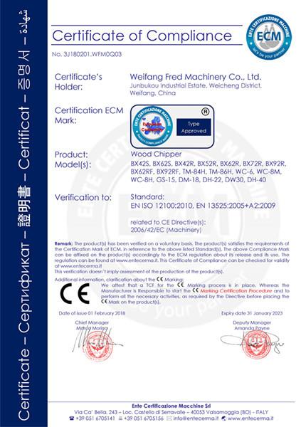 CE - Weifang Fred Machinery Co., Ltd.