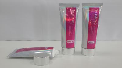 China Holographic Laminate Cosmetic Packaging Tube Squeeze 90g Flat Oval Tube for sale