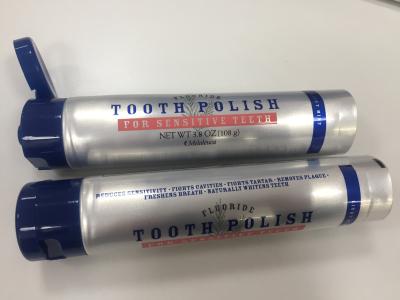 China Crema dental/tubo laminado cosmético de la plata 108g-D35m m con el barniz brillante en venta