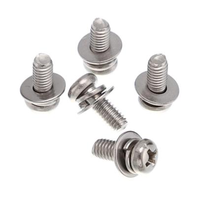 Chine 304 Stainless Steel Pan Head Machine Screw M2 M3 M4 Phillips Three Combination Screw with Washer sems screw à vendre