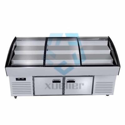China Commercial Stainless Steel Glass Door Chest Freezer 220V for sale