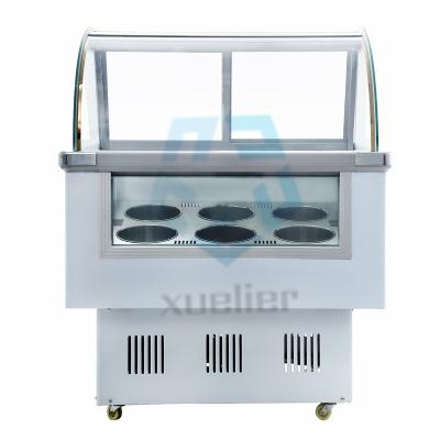 China Sliding Door Ice Cream Showcase Freezer Direct Cooling 10 Trays 6 Barrels for sale