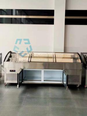 China Exposição de vidro curvada do refrigerador do carniceiro à venda
