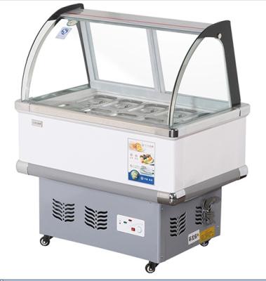 China 8 Barrel Commercial Ice Cream Freezer Dipping Cabinet 12 Tray Tempered Glass for sale