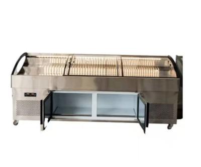 China Stainless Steel Sliding Door Deli Display Freezer Air Cooling for sale