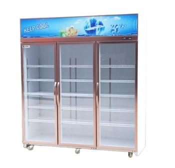 China Air Cooling 3 Glass Door Display Freezer Supermarket for sale