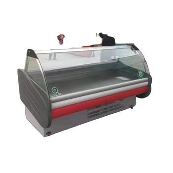 China Double Temperature Electric Butcher Meat Freezer Tempered Glass for sale