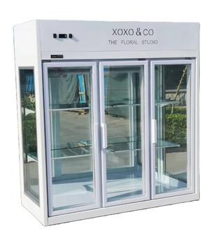 China Folding Door Refrigerated Floral Display Cases Air Cooling CE for sale
