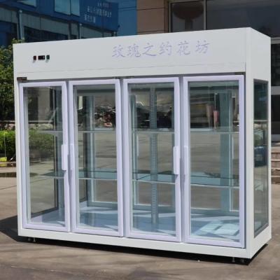 China 220V Floral Display Cooler 85 Cu Ft 3 Doors Tempered Glass for sale
