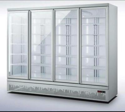 China Supermarket Glass Door Upright Fridge 4 Doors 110V To 240V for sale