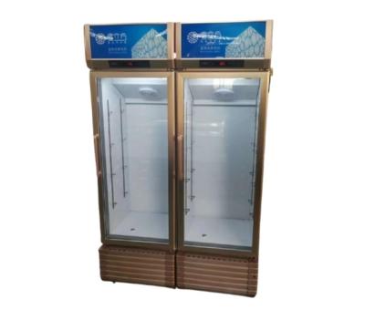 China Double door refrigerator commercial freezer fresh drink freezer vertical beer freezer for sale