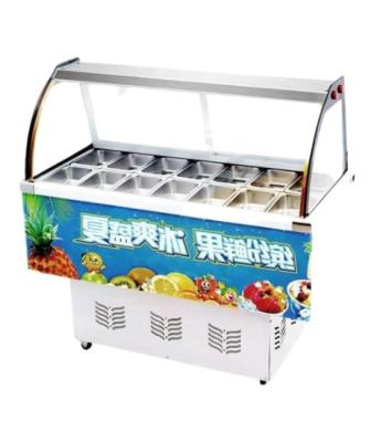China Capacidad grande del helado de inmersión de la salsa del gabinete de la exhibición del refrigerador de la torta de exhibición del gabinete del hielo del gabinete caliente de las gachas de avena de rosario en venta