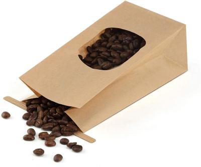 China Kraft Paper Standup Pouch Compostable Coffee Bags With Window for sale