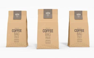 China Café de papel reconectable Bean Packaging Bags With Valve de Kraft y cremallera en venta