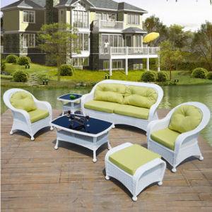 China Relaxation Outdoor Sectional Seating Green White Outdoor Couch With Ottoman for sale