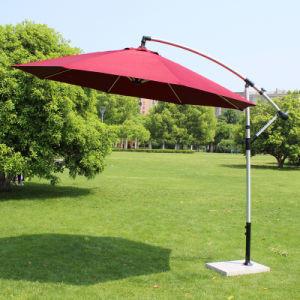 China Wind Resistant Garden Patio Parasols Polyester Fabric Aluminum Beach Umbrella for sale