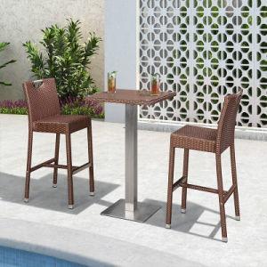 China Hotel Rattan High Table And Chairs OEM Wicker Bar Stools With Backs for sale