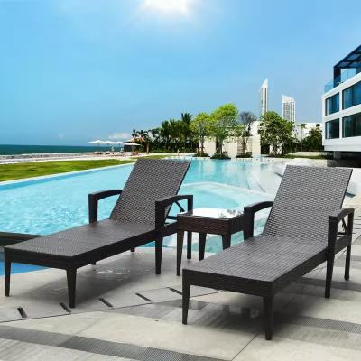 China Modern Rattan Sun Lounger UV Resistant Chaise Lounge Chairs Outdoor for sale