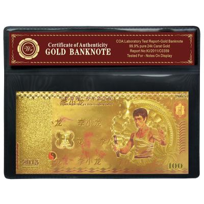 China Gorgeous Nice Copy Bruce Lee 100 Gold Banknote Collect With Plastic Bag for sale