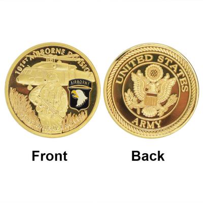 China United States ARMY 101st Airborne Division Coin 24K Gold Plated Screaming Eagles Souvenir Coin 40*3mm for Gift for sale